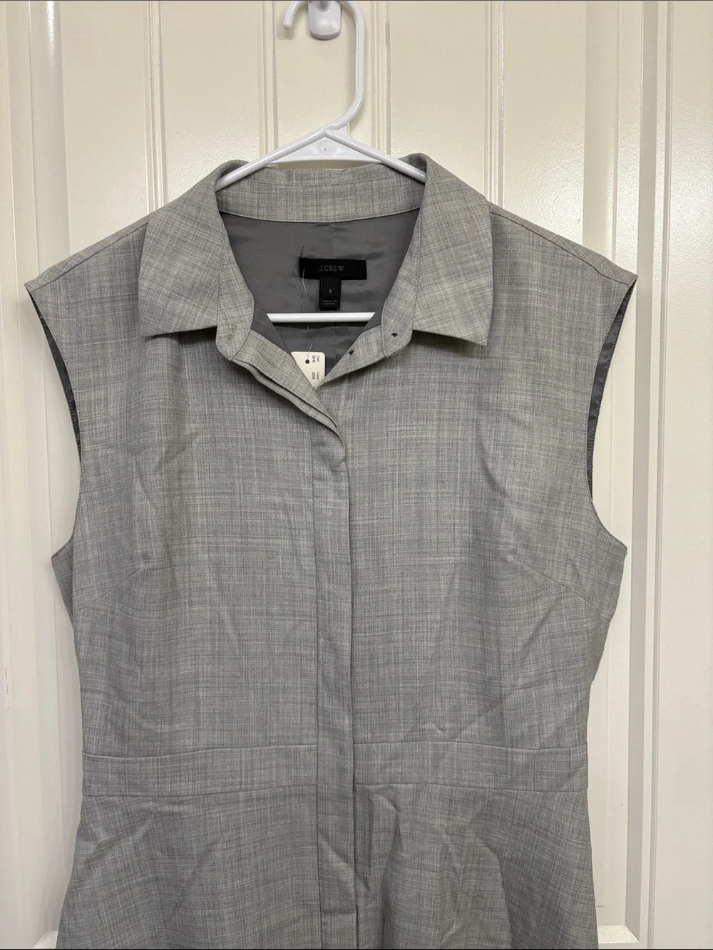 NWT J. Crew Sleeveless Gray Midi Shirt Dress